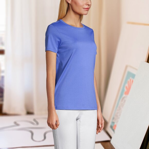 1-Pack Women's Slim-Fit Short Sleeves Crew Neck Black T-Shirt with (Plus Sizes) - Picture 3 of 16